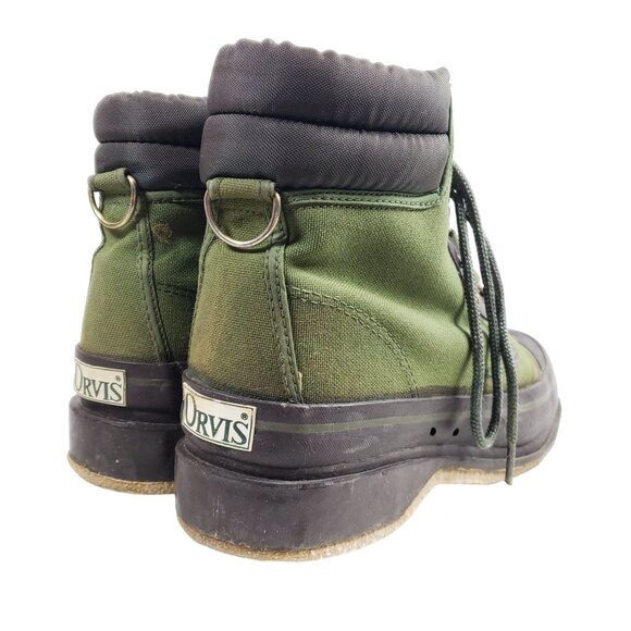 Orvis Mens Size 8 Green Canvas Wading Fishing Felt Bottom Boots - Picture 4 of 9
